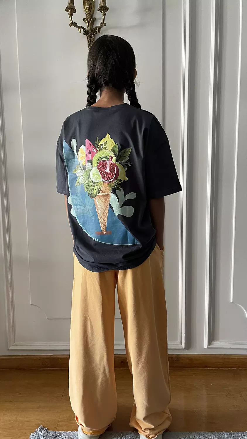 SOUTH Wide Leg Peach FUZZ Sweat-pant for girls hover image