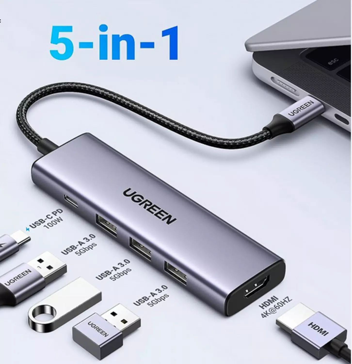 HUB TYPEC USB 4PORT +HDMI 5IN1 UGREEN image
