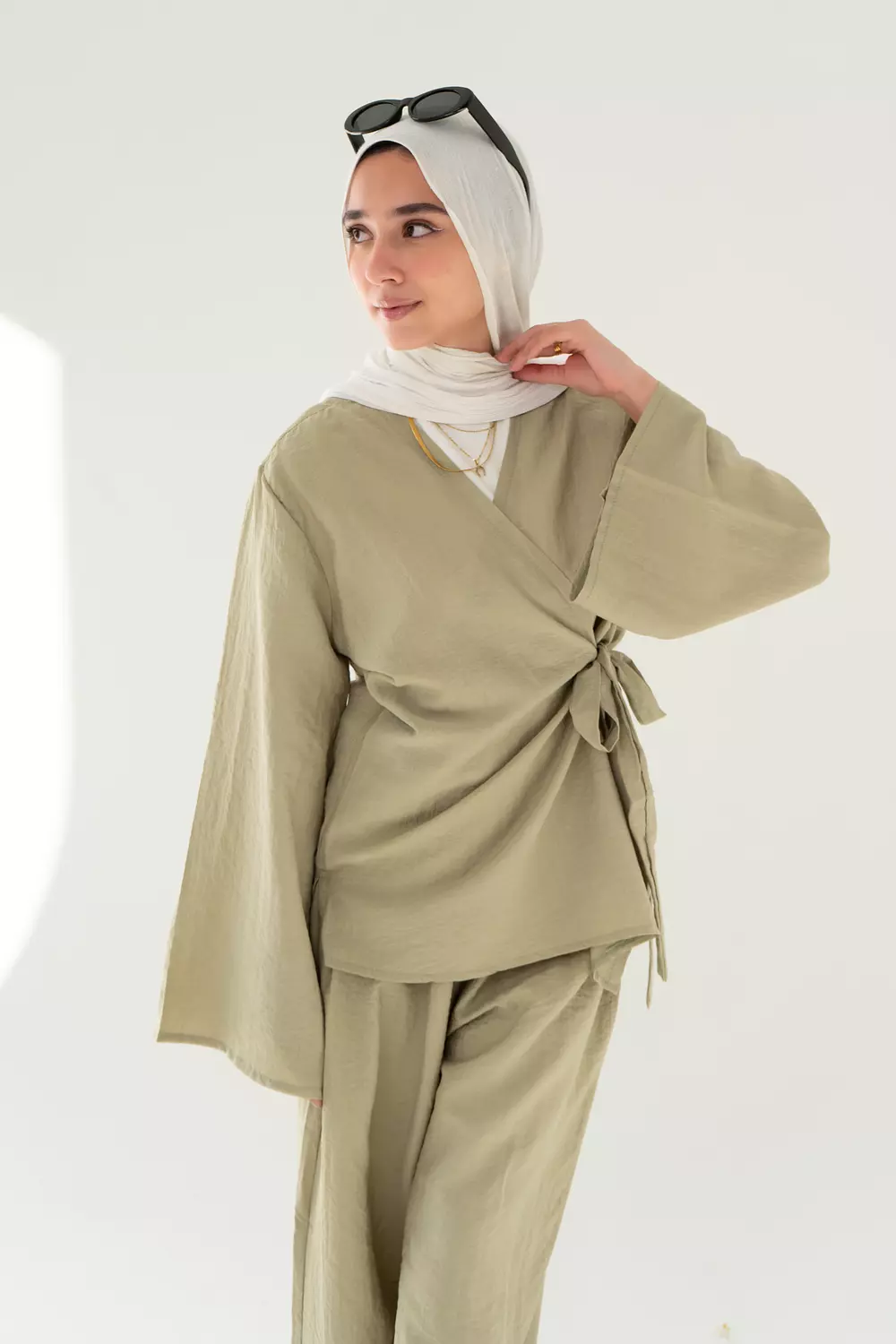 Layal Wrap Set In Olive image