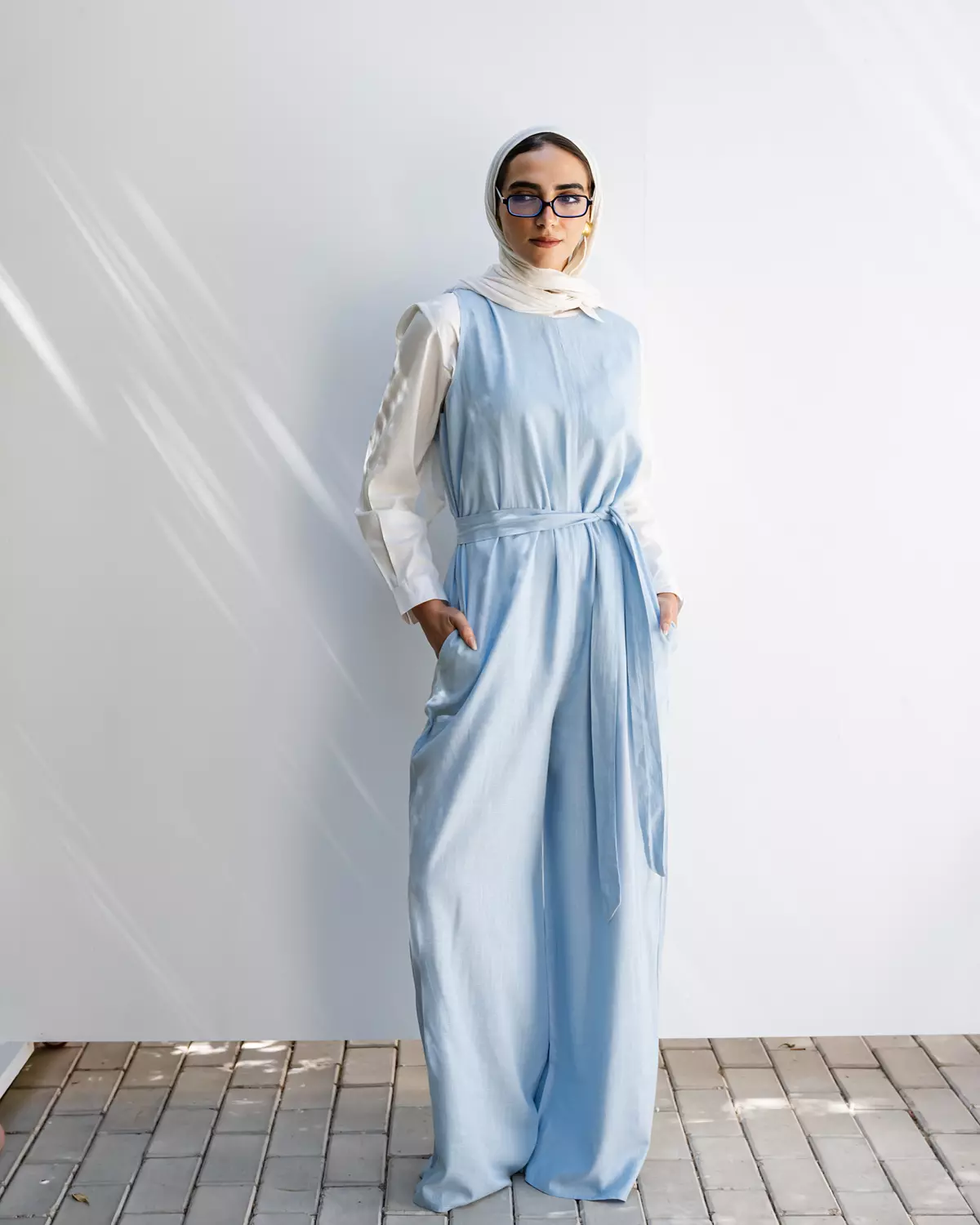 Linen Jumpsuit in sky blue