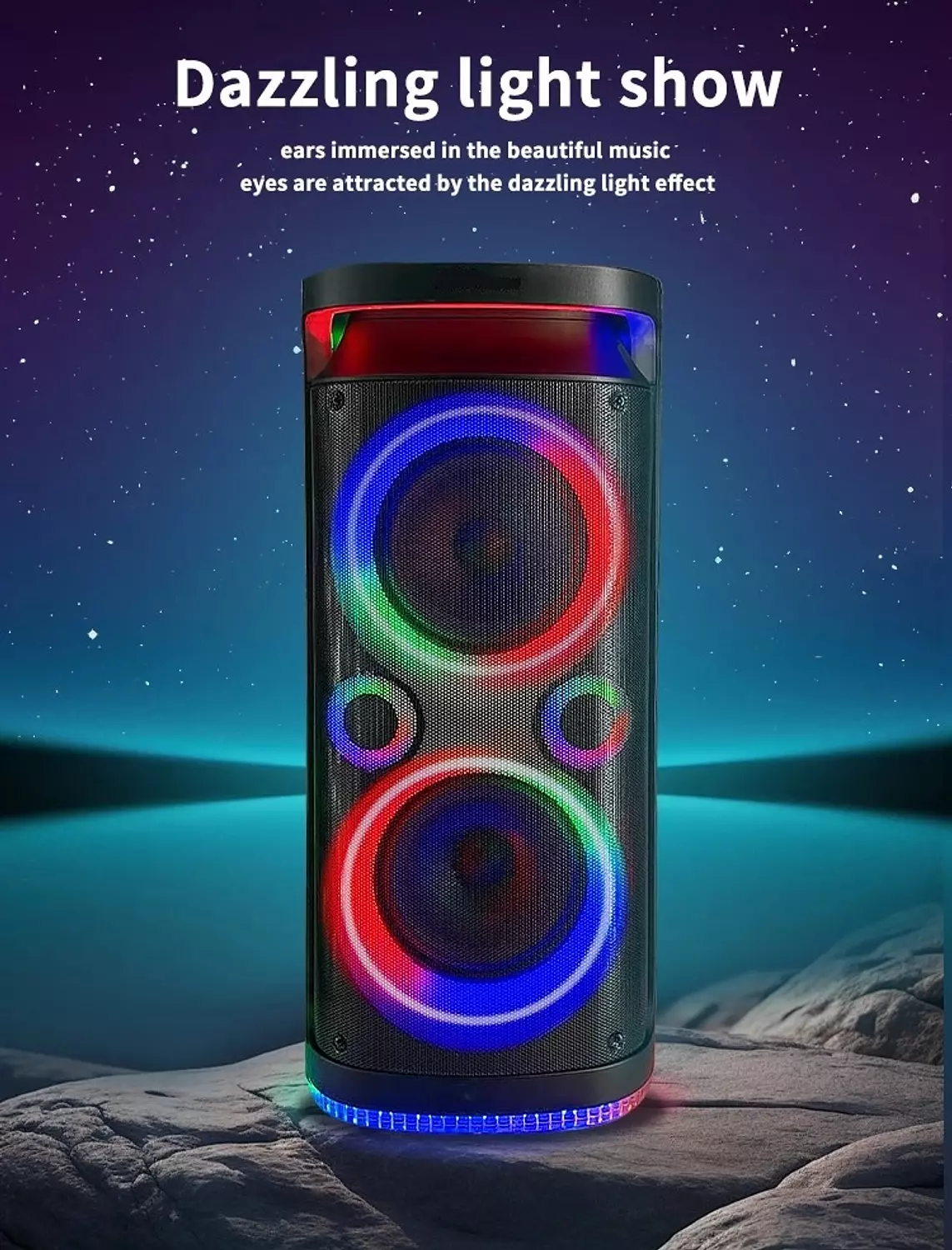 VOVO Double 8-Inch Party Speaker 40W- V-2870 with Mic & Remote 11