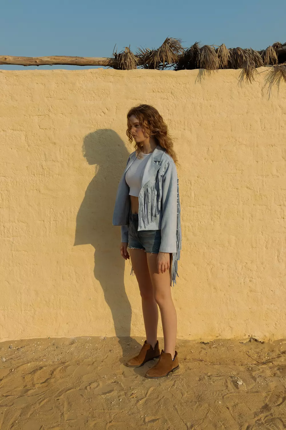 Fringe Suede Jacket - Baby Blue 2