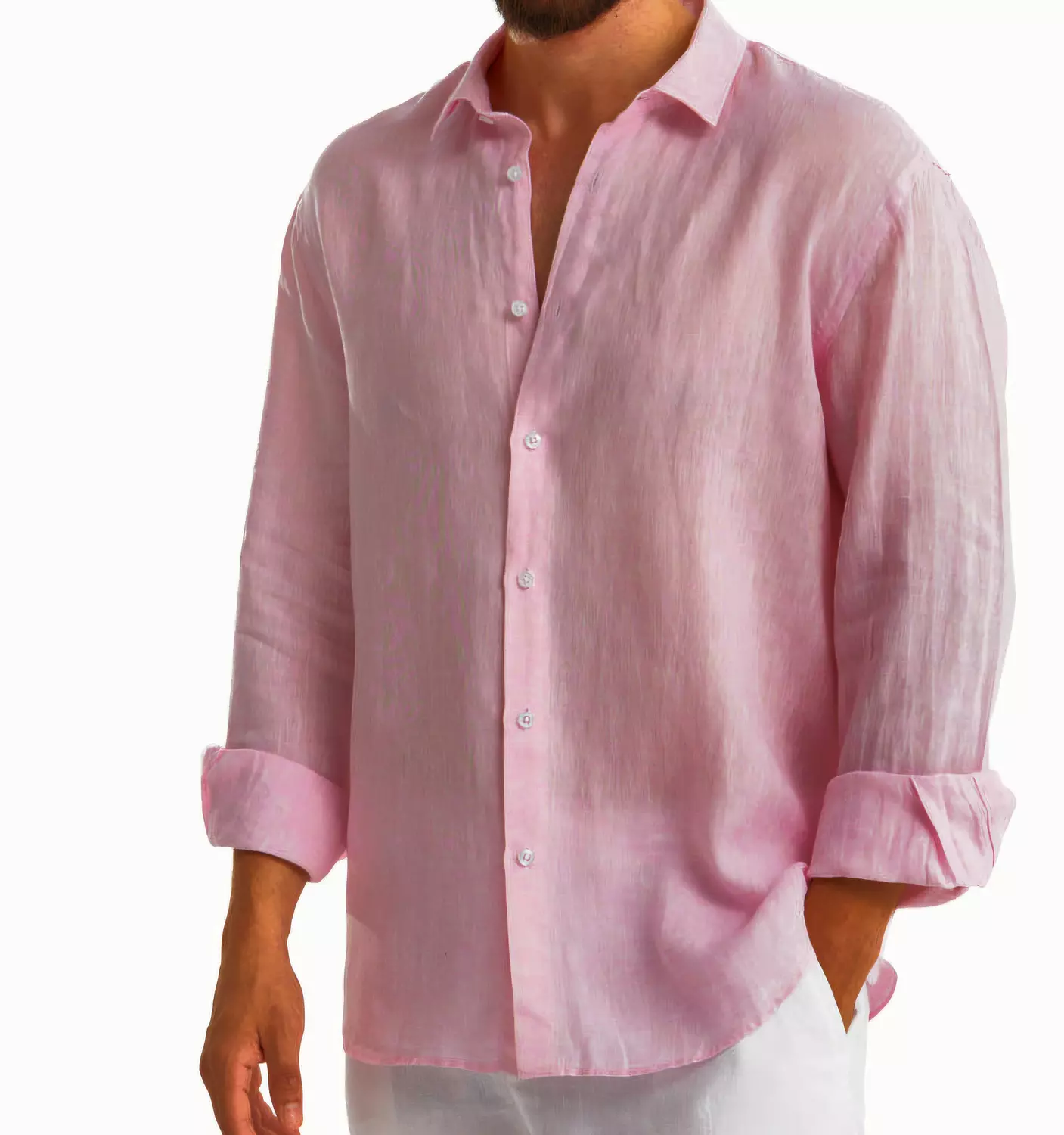 Powder Pink Linen Shirt image