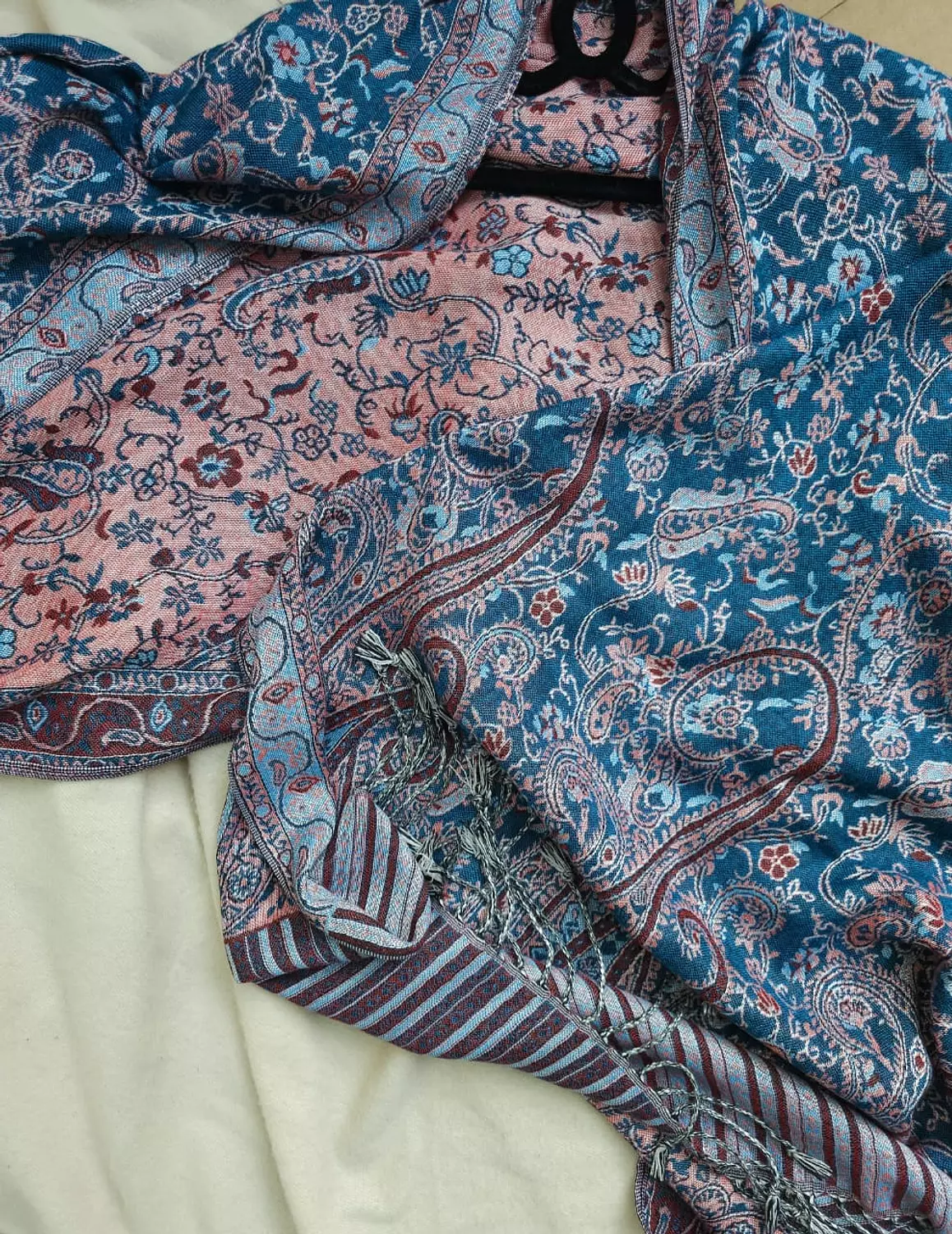Blue/baby pink Pashmina   hover image