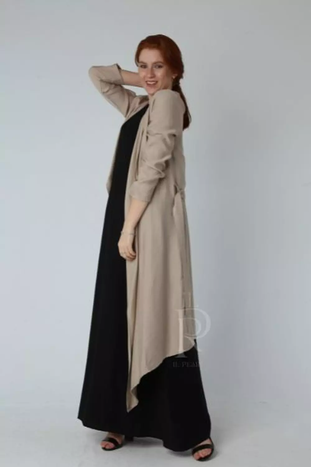 Knee level Linen Cardigan - Beige 4