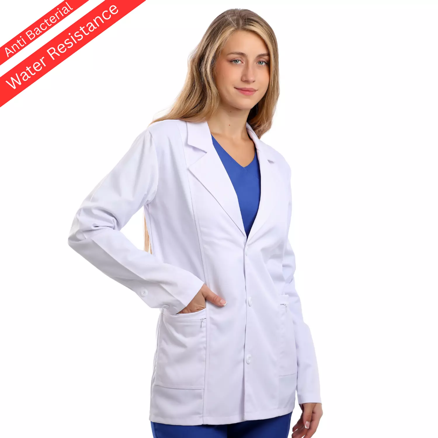 White Elegance Lab Coat Short 2