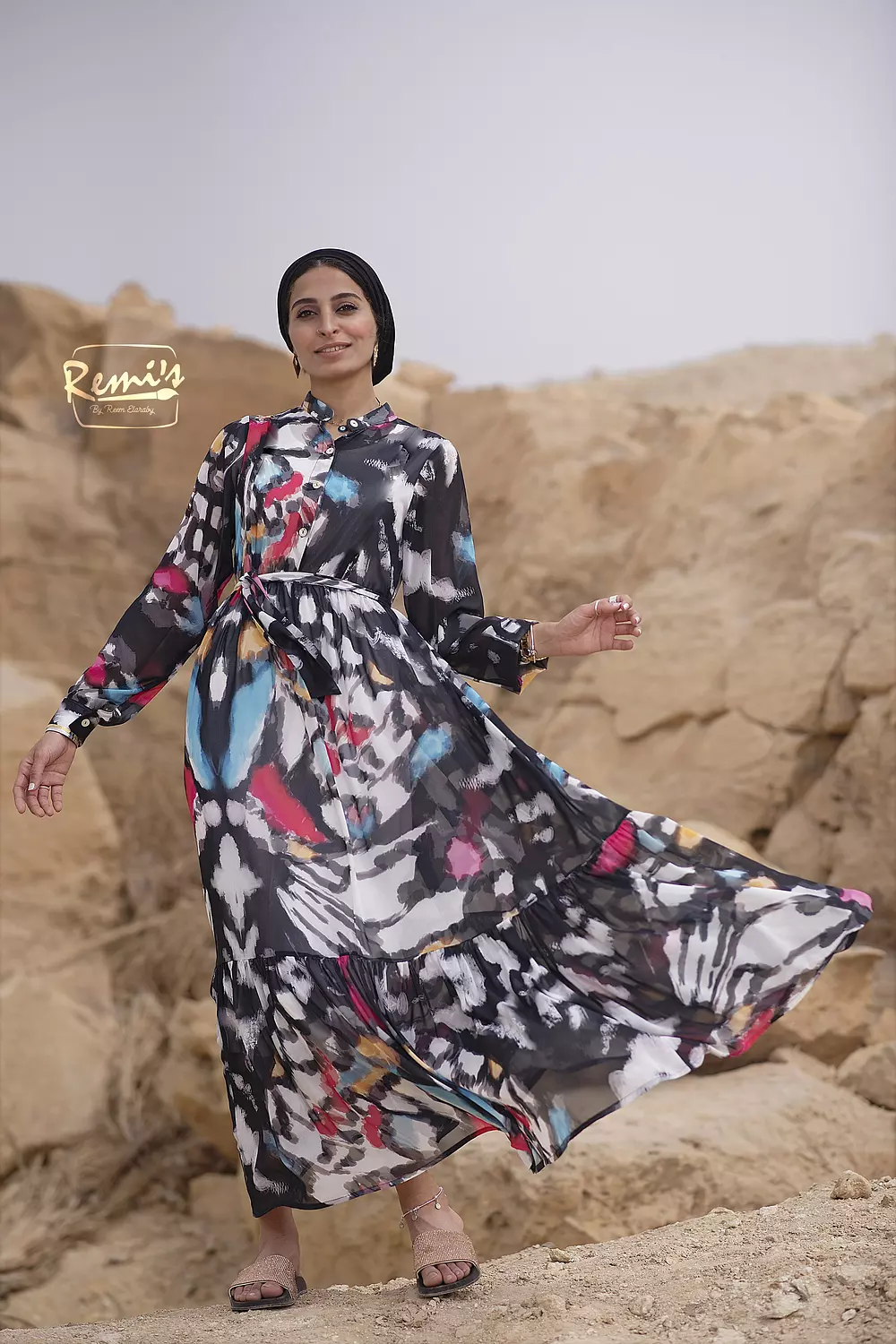Butterfly wing print dress  image