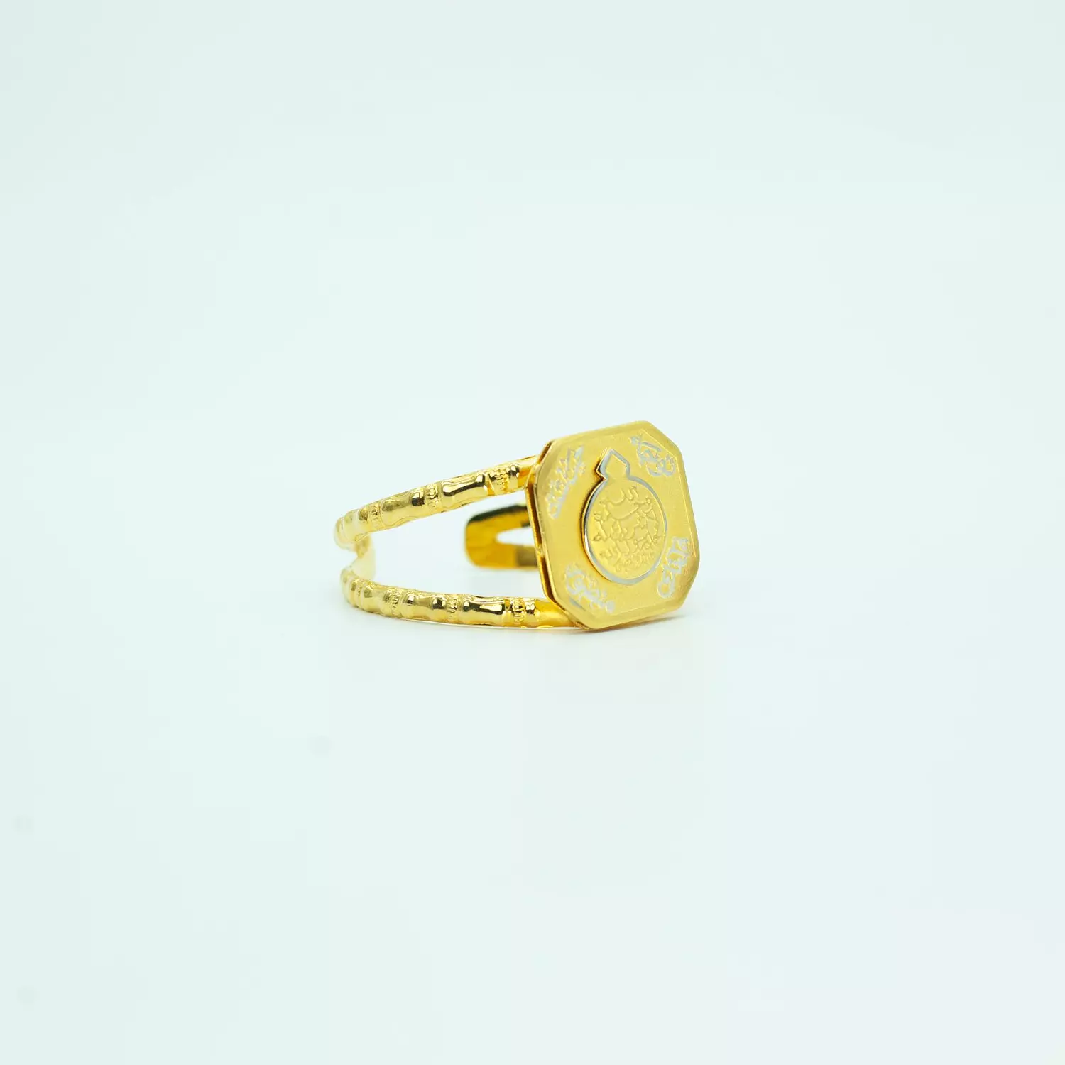 4-layer copper bracelet, plated with matte and shiny gold and silver - free size - Islamic 4