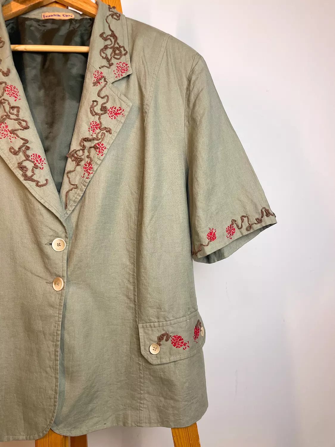 Hand-Embroidered Linen Blazer 3