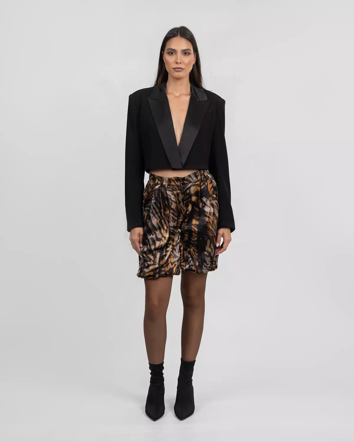 High-Waist Animal Print Shorts hover image