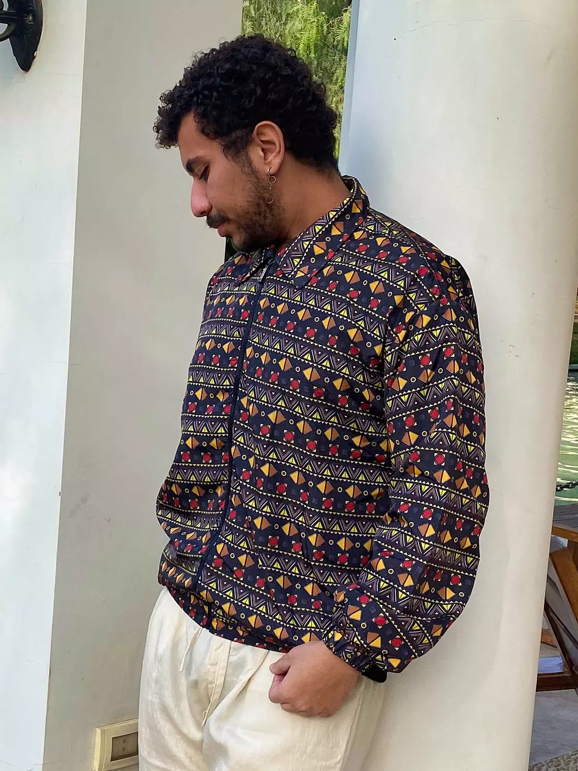 Tribal Patterned Black Bomber Jacket 2