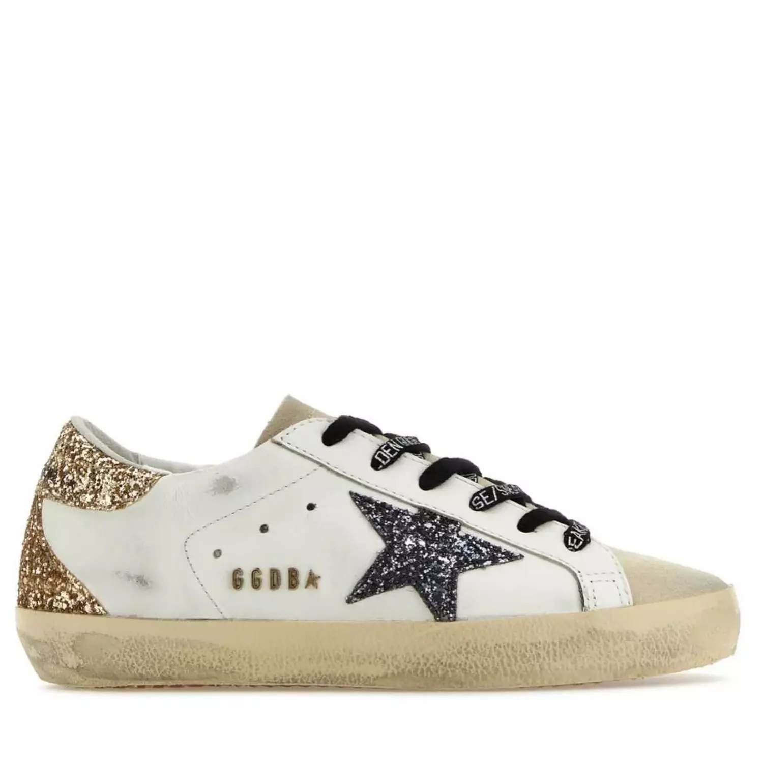 Golden Goose White and Gold Leather Sneakers image