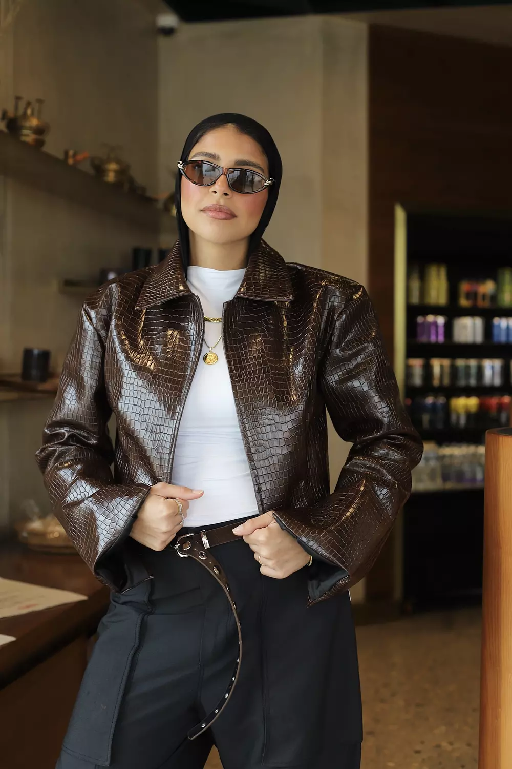 Brown crocodile luxe jacket  image