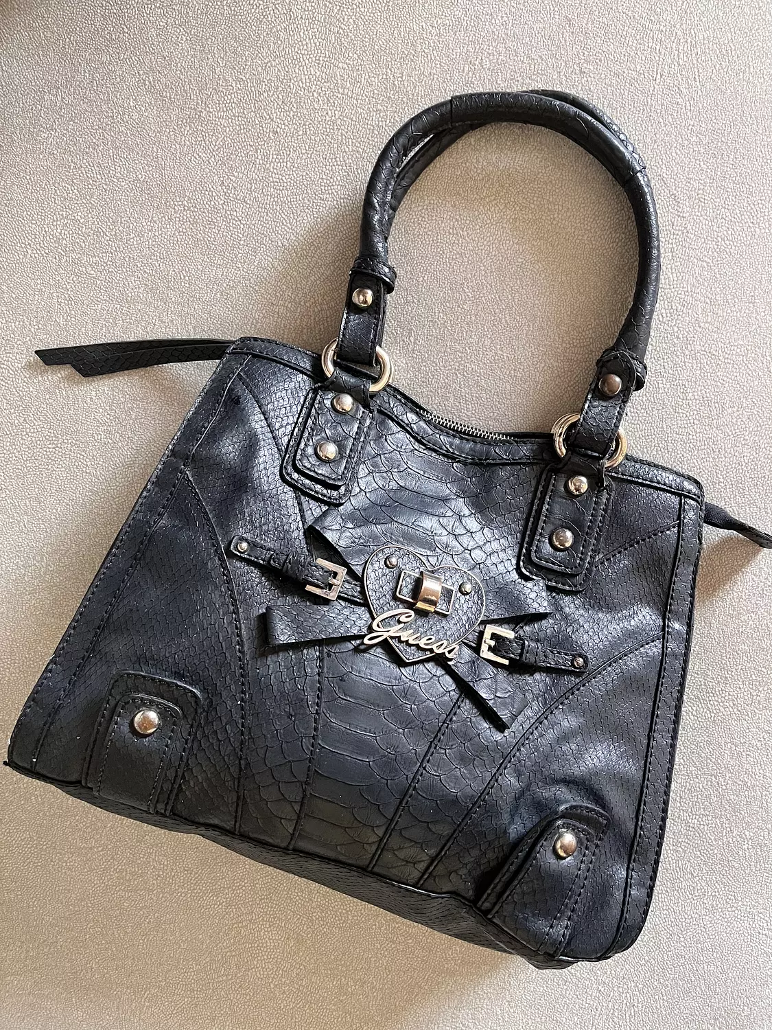 Authentic Guess vintage black leather Handbag hover image