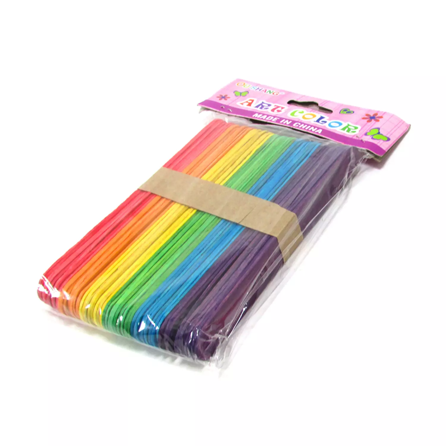 Colorful wooden wide craft sticks