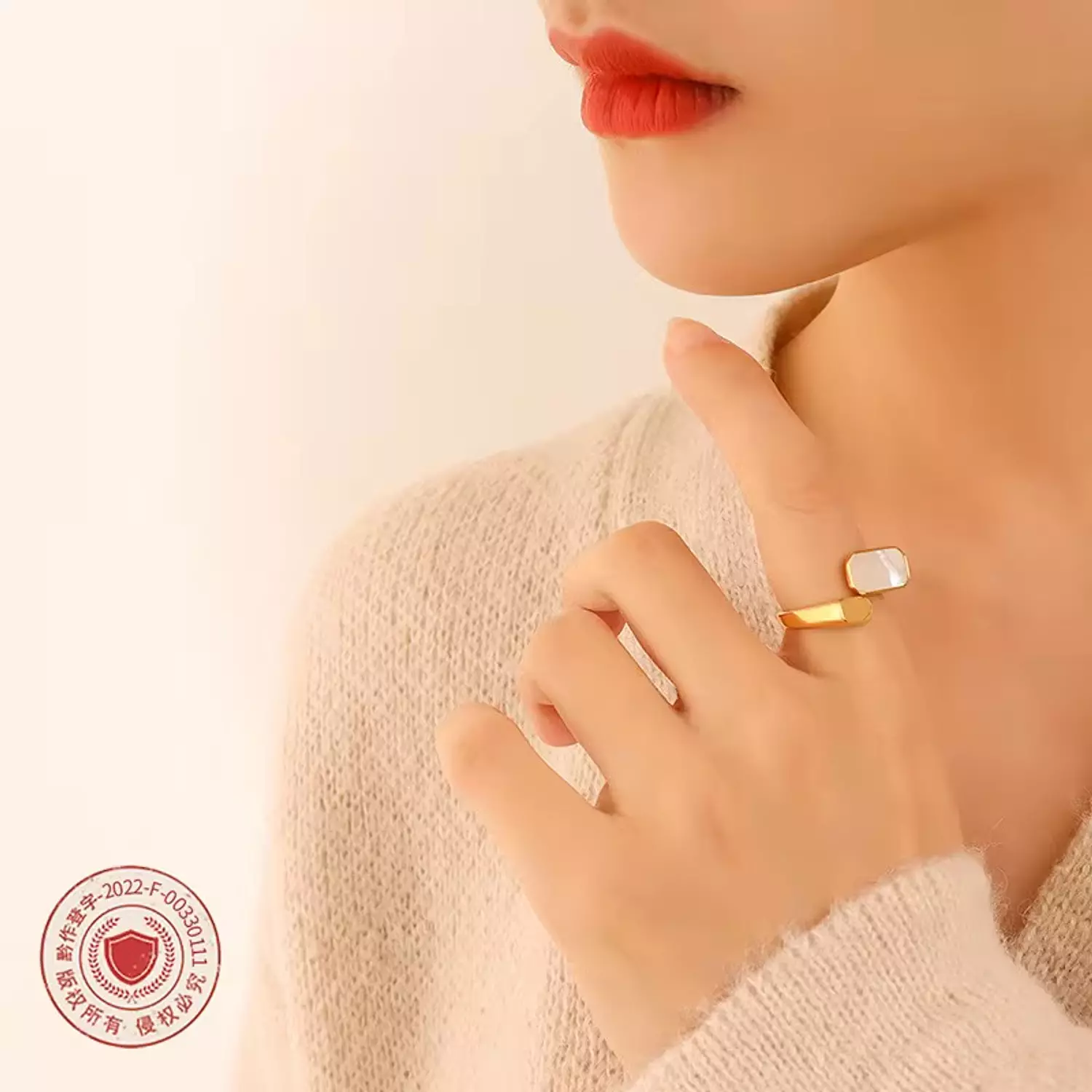 White Sea Shell Open Ring 2