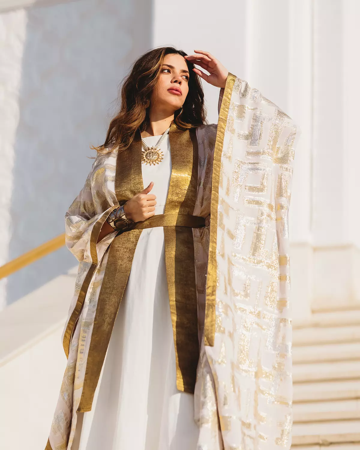 Pink/Gold Butterfly Kaftan 1