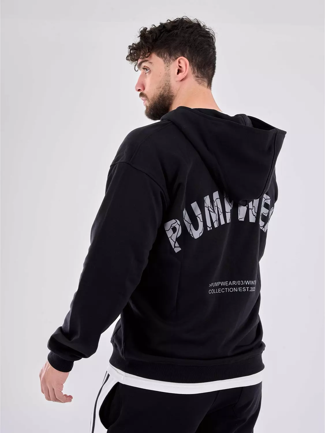 Drop Shoulder quarter Zip Hoodie ‘’black’’ hover image