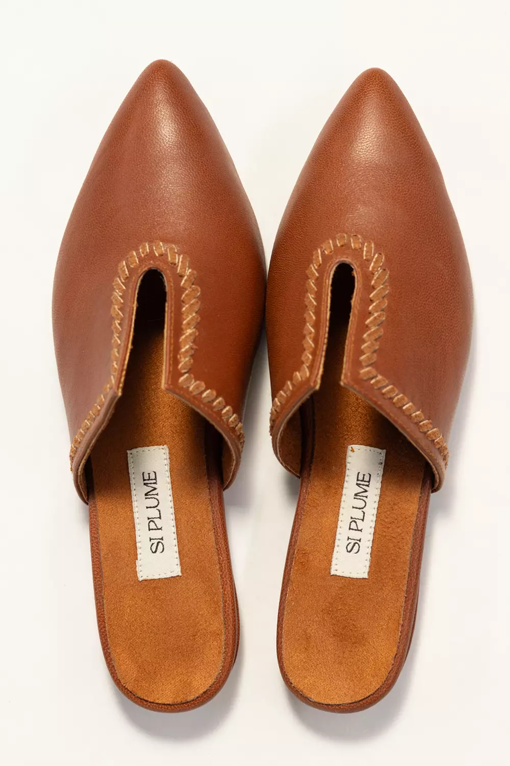 هي She – Ramadan Leather Mules (Havana) hover image