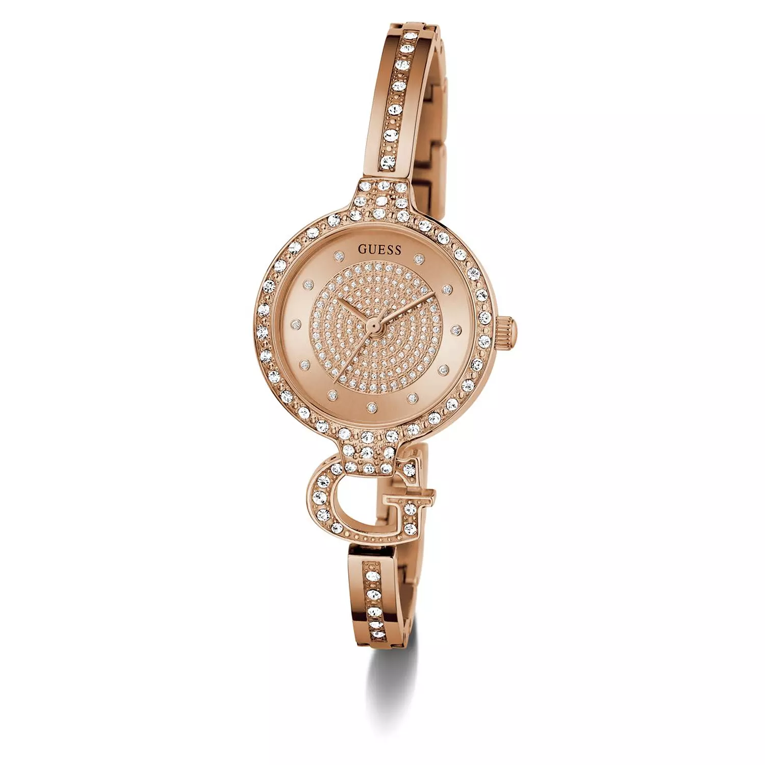 GUESS GISELLE Ladies Giselle Rose Gold Tone Analog Watch Rose Gold Tone Stainless Steel Polished Bracelet 4