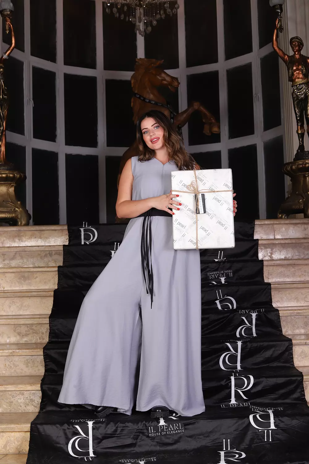 Wide Leg Linen Jumpsuit - gray 3