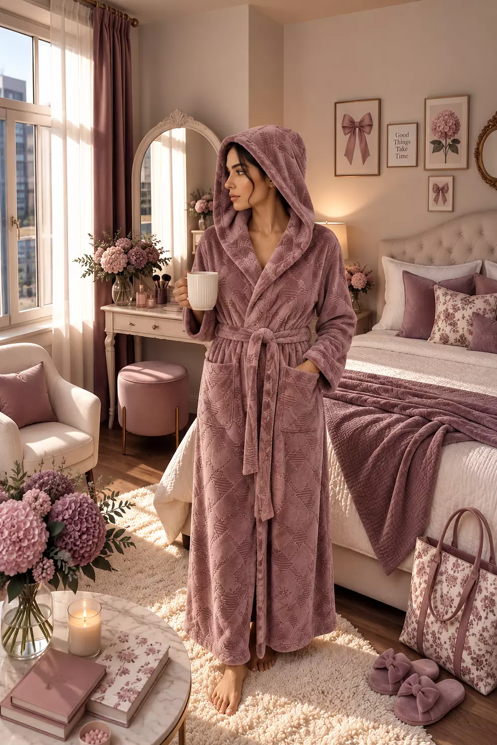 Rosewood long hoodie Robe 3