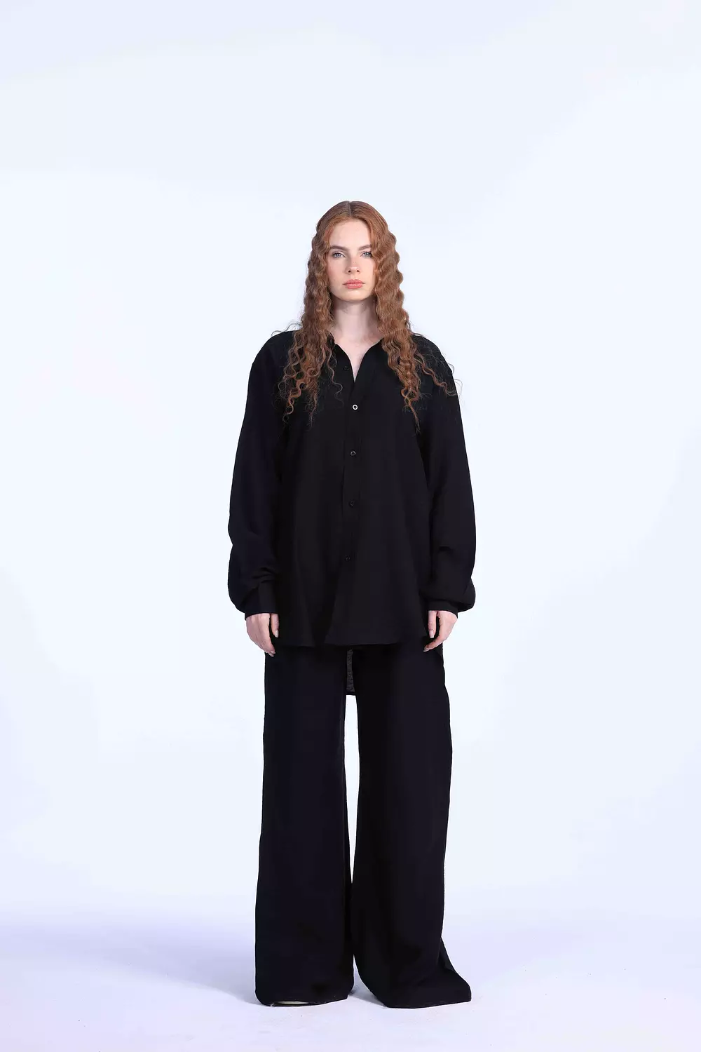 black oversized linen chemise image