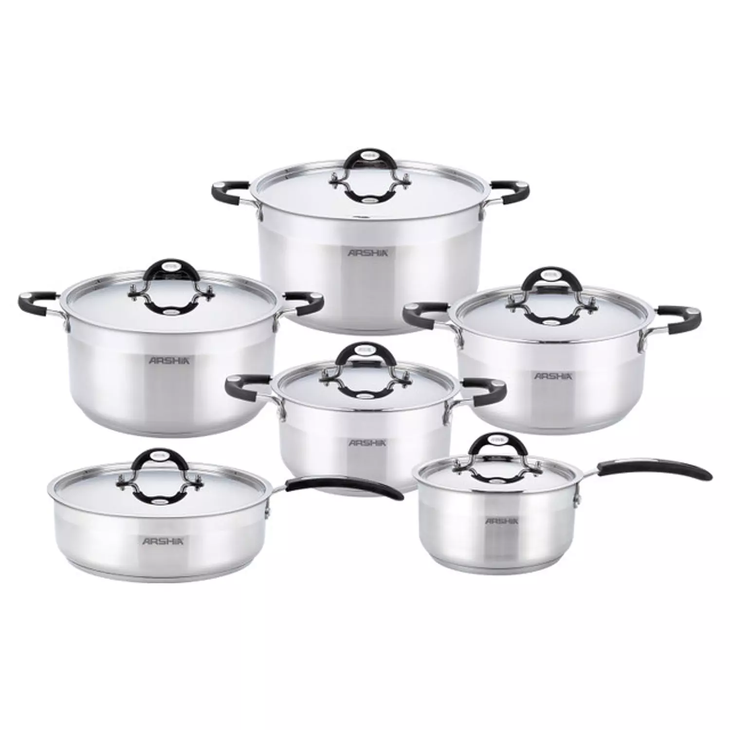 Arshia 12 piece stainless steel cookware set image