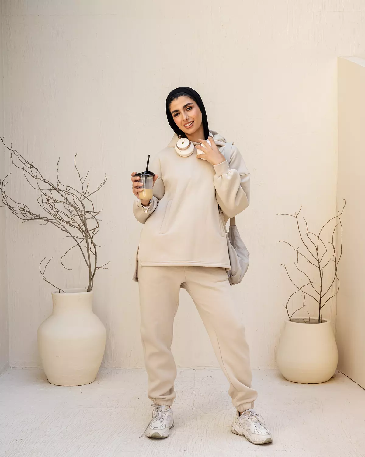 Hoodie Top in Beige 1