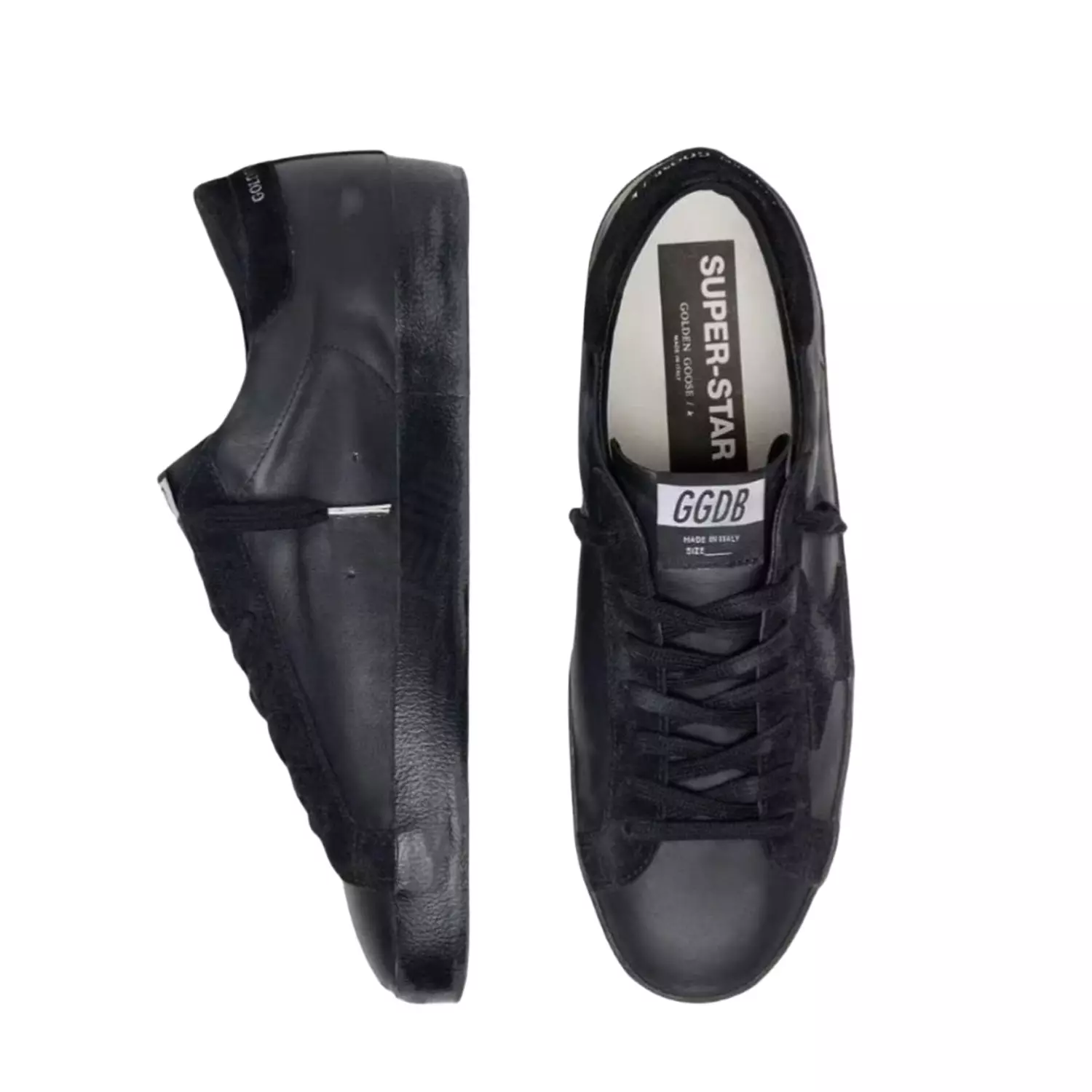 Golden Goose Men's Super-Star in black nappa with black suede star and heel tab 3