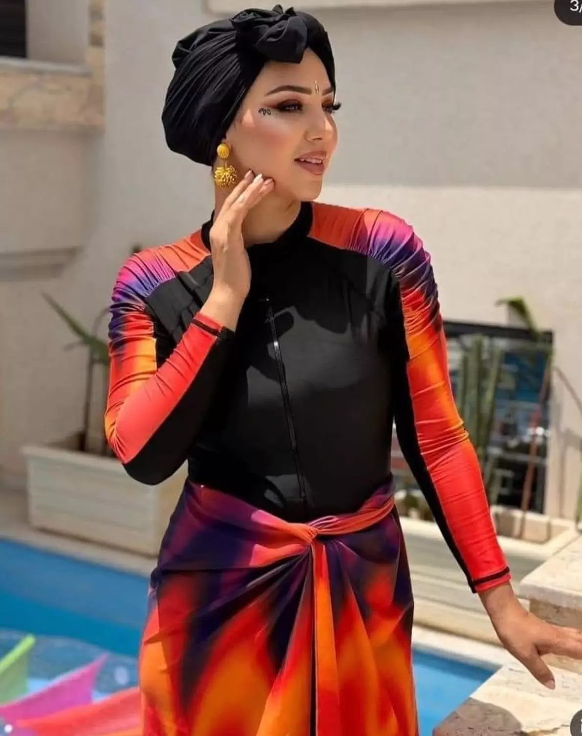 Orange triangle burkini  2