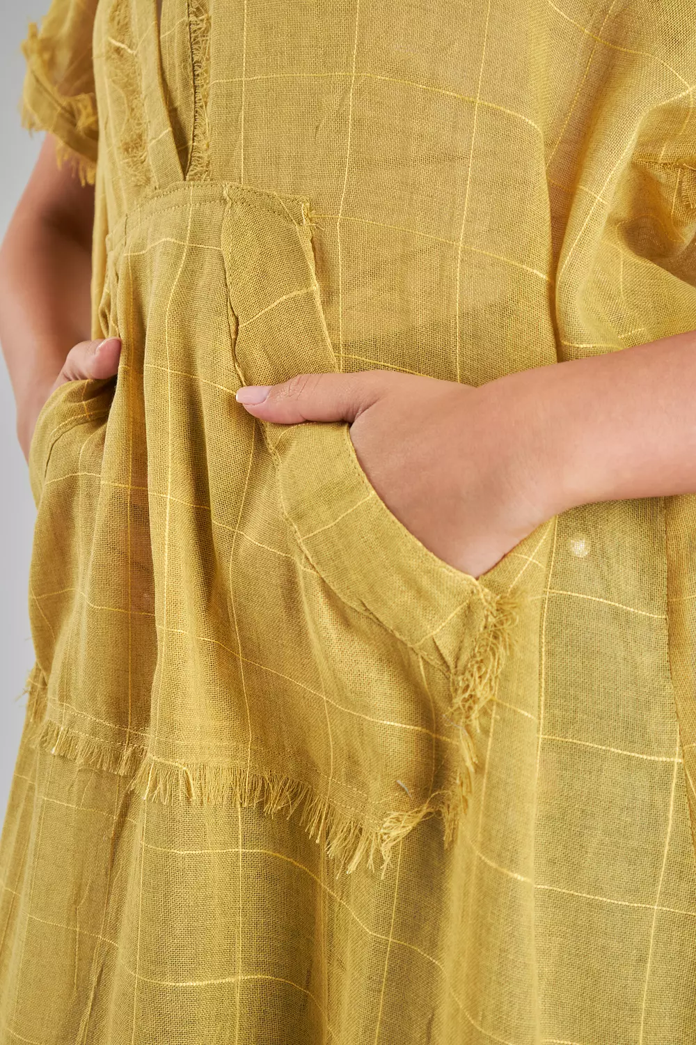Hooded Mesh Linen Yellow Top 6