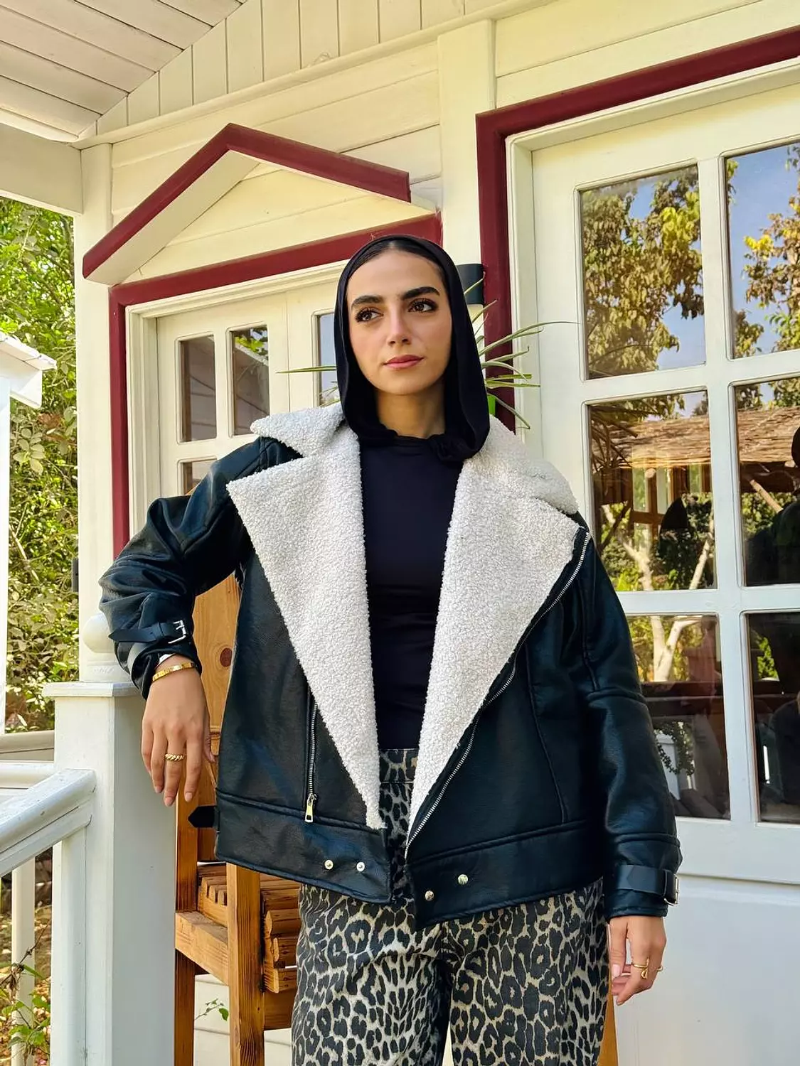 Long Leather Jacket with Fur inside 1