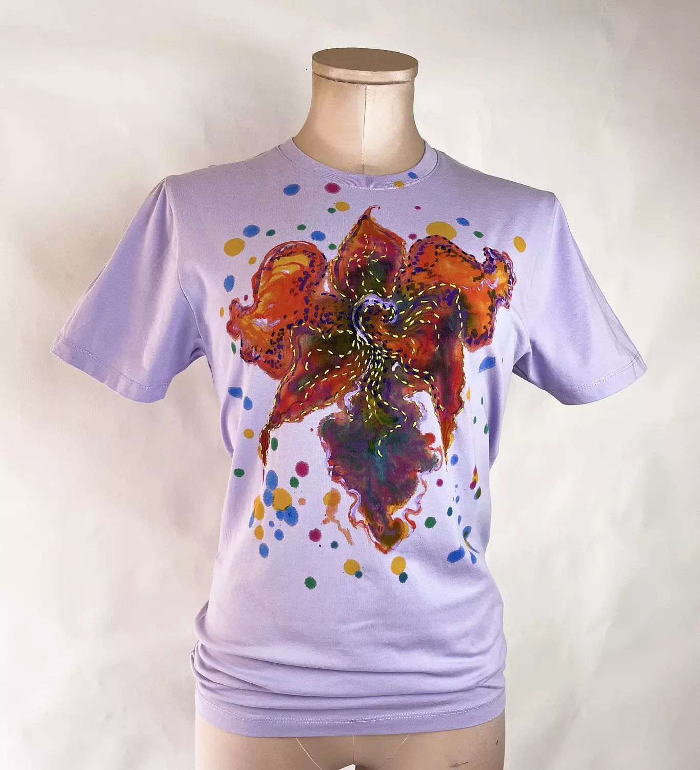 Hand-Painted & Embroidered Cotton T-Shirt hover image