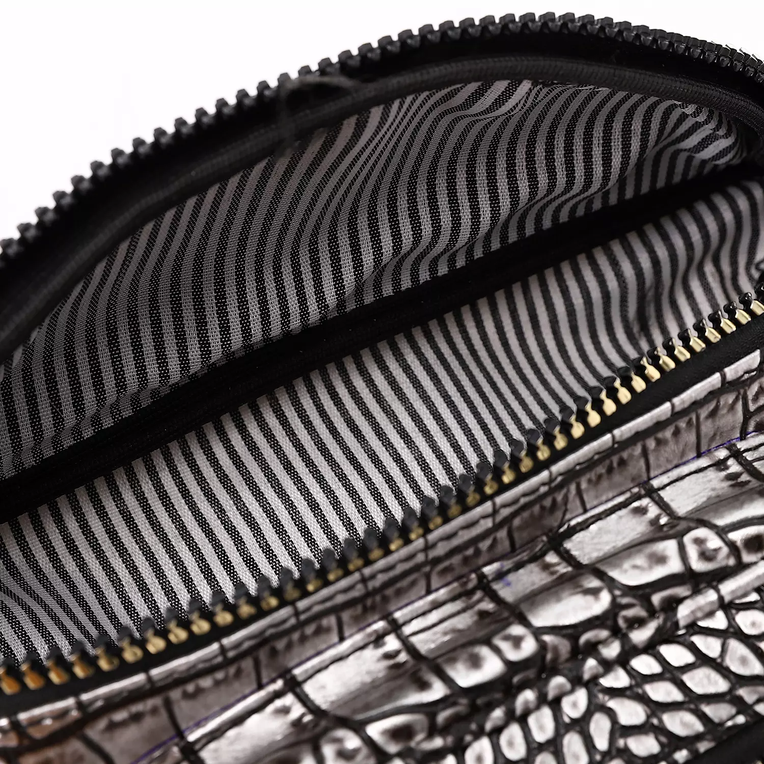 Shiny Snake Leather Super Waist Bag-Silver 3