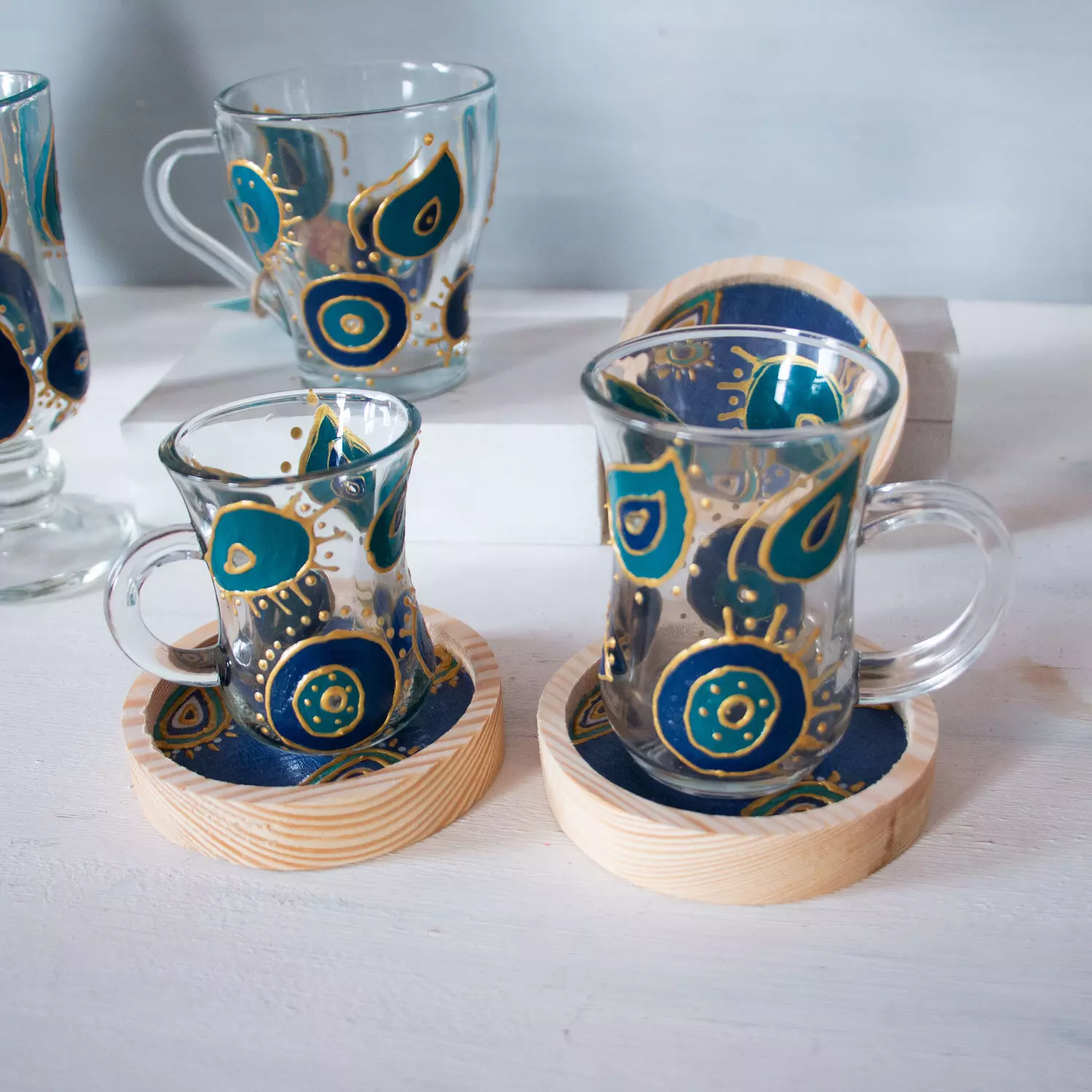 Blue Eyes Istikana & Wooden Coaster 2