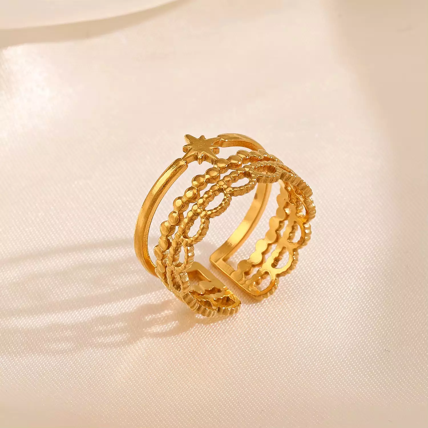 High End Niche Trendy Multi Layered Line Ring image