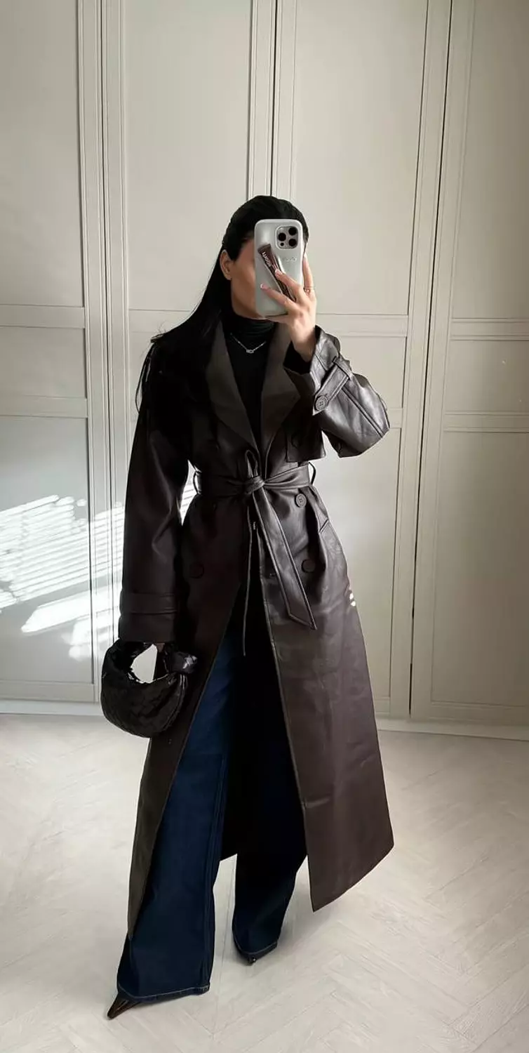 Longline Leather Duster Coat 14