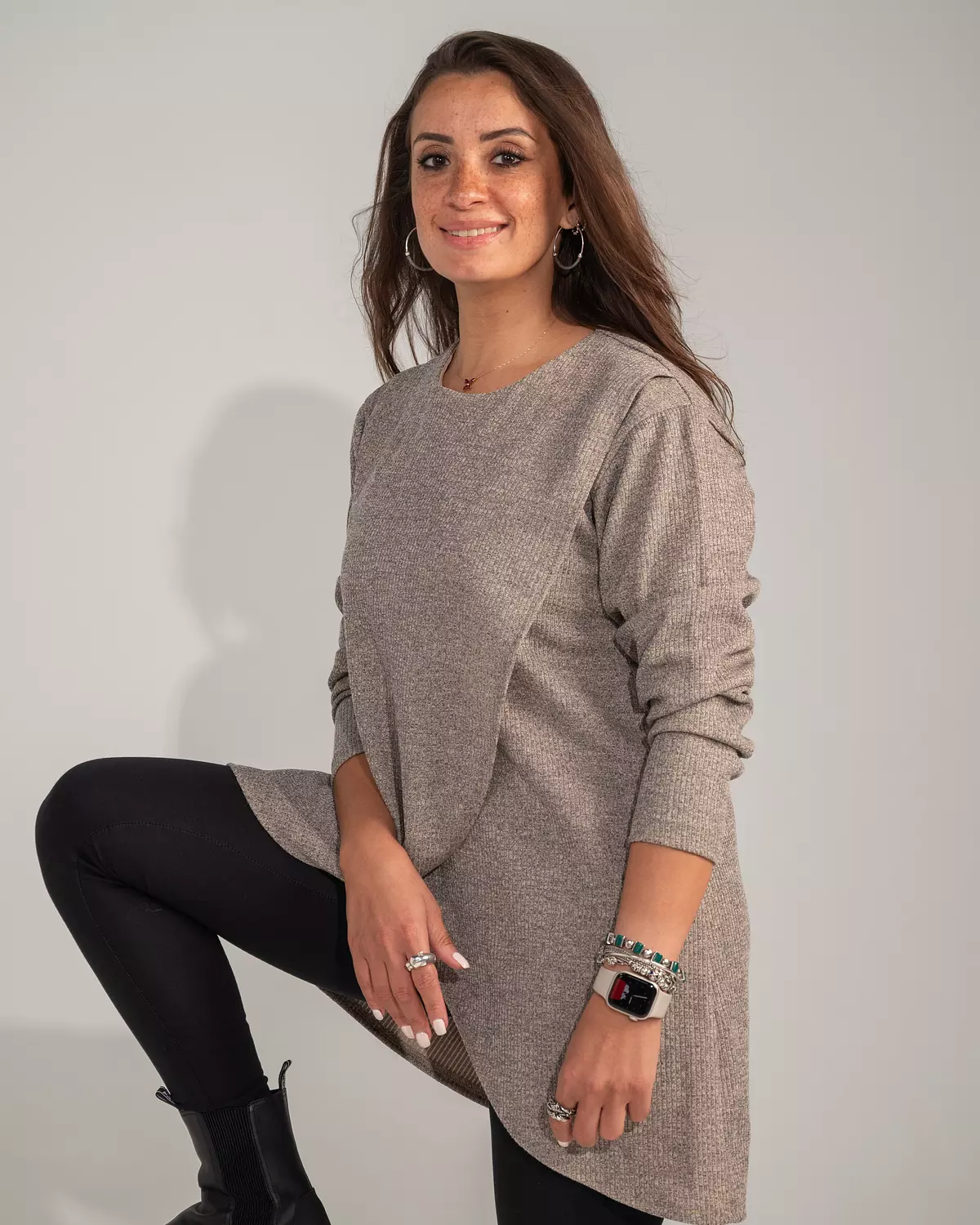 Cross Flow Tunic Beige image