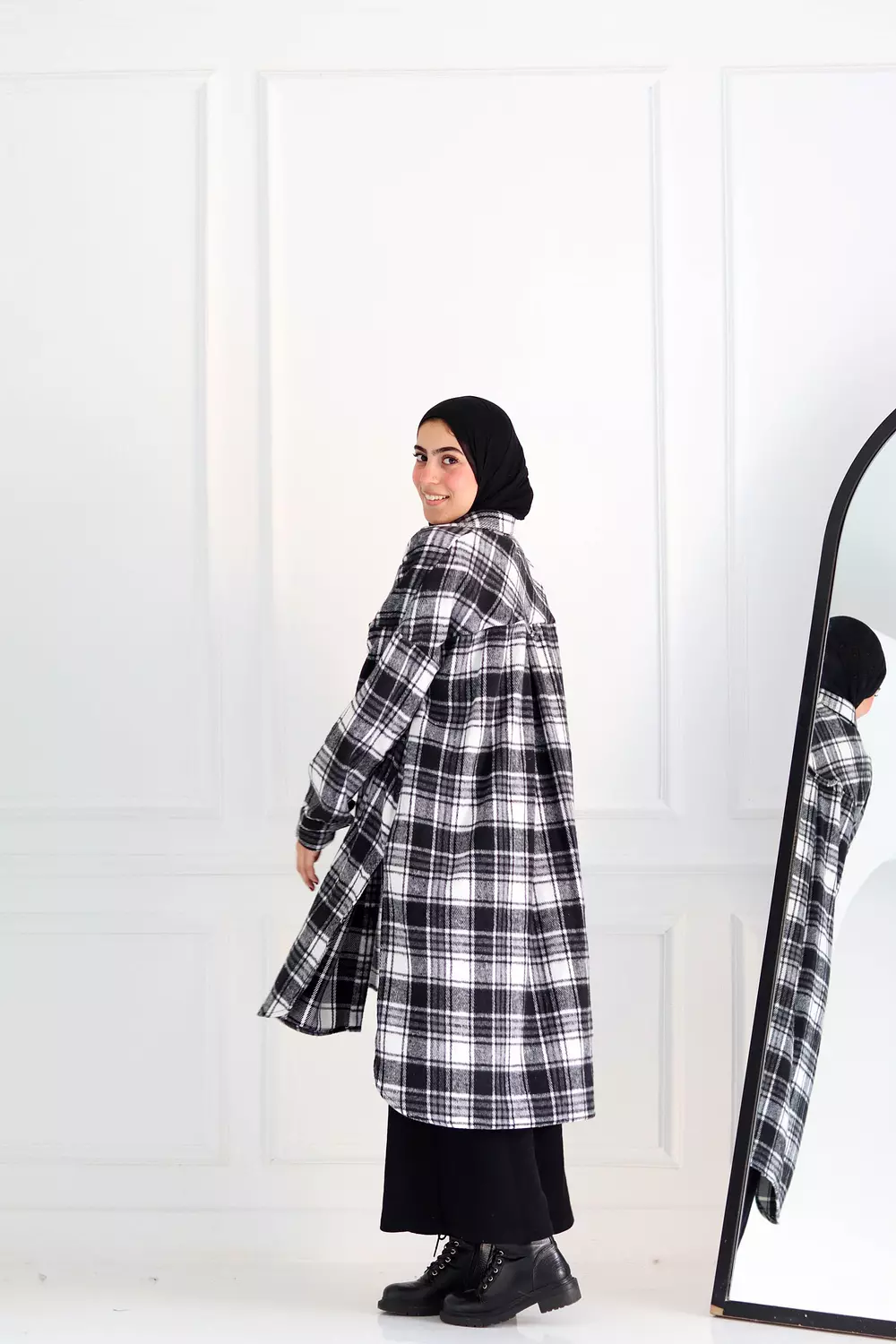 Black & White Checkered Oversize Shirt hover image