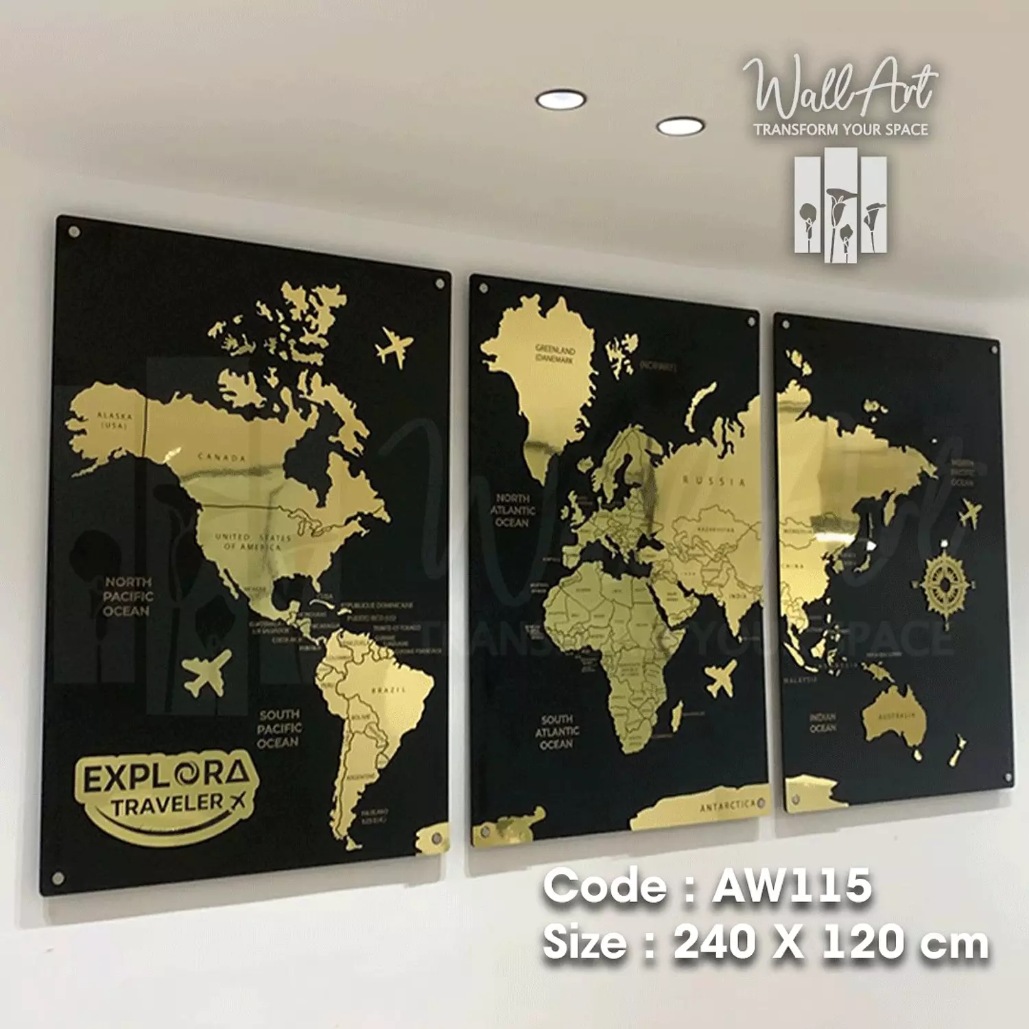 AW115-Engraved World Map   image