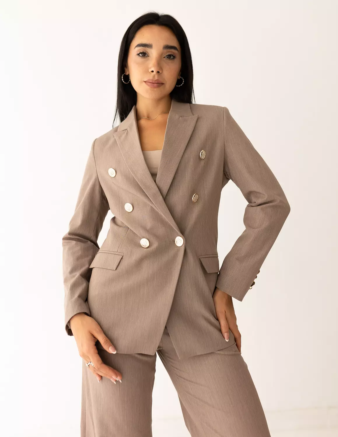 Mocha Light double breasted blazer   image