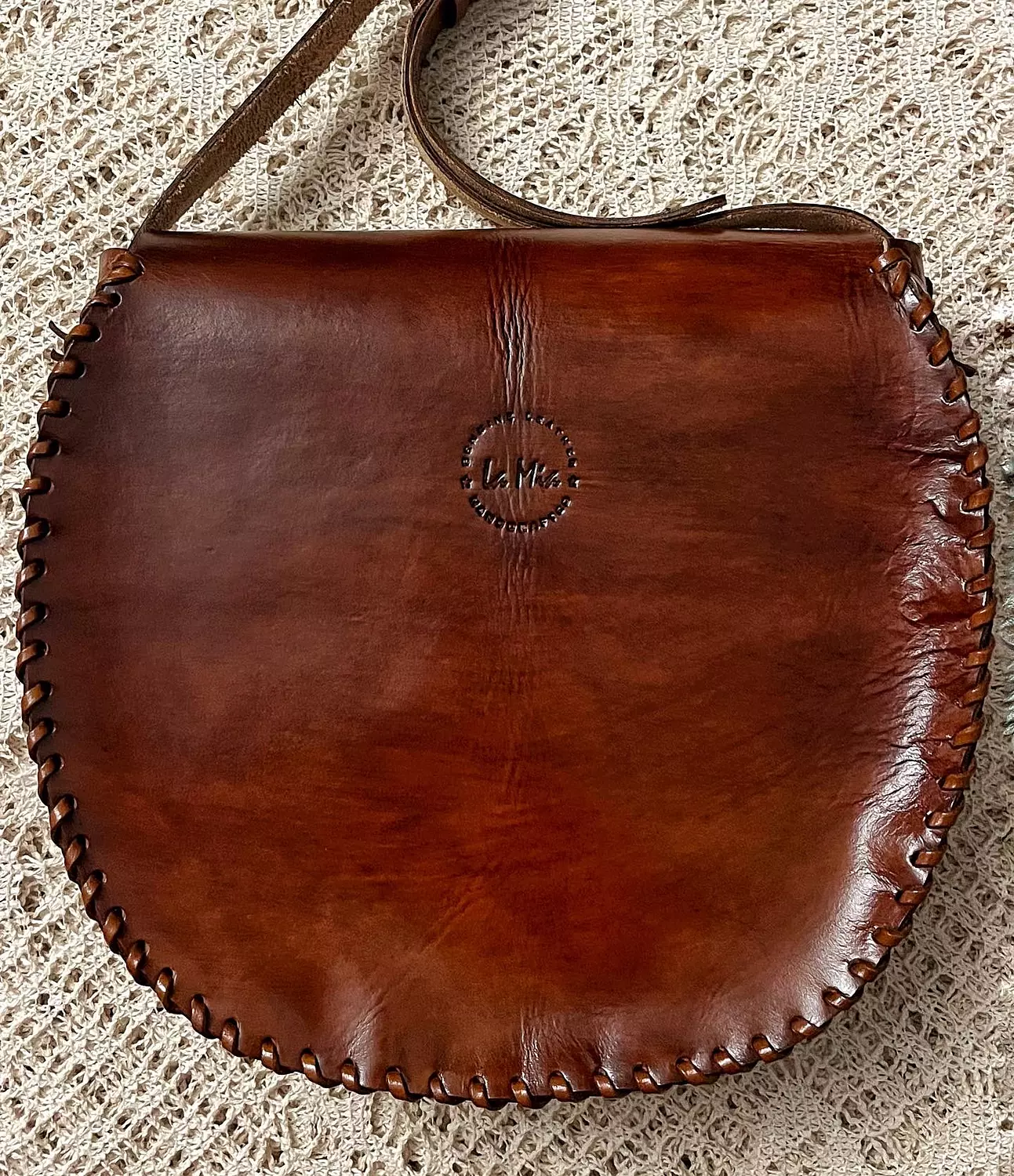 Floral round basket bloom tooled leather bag 9