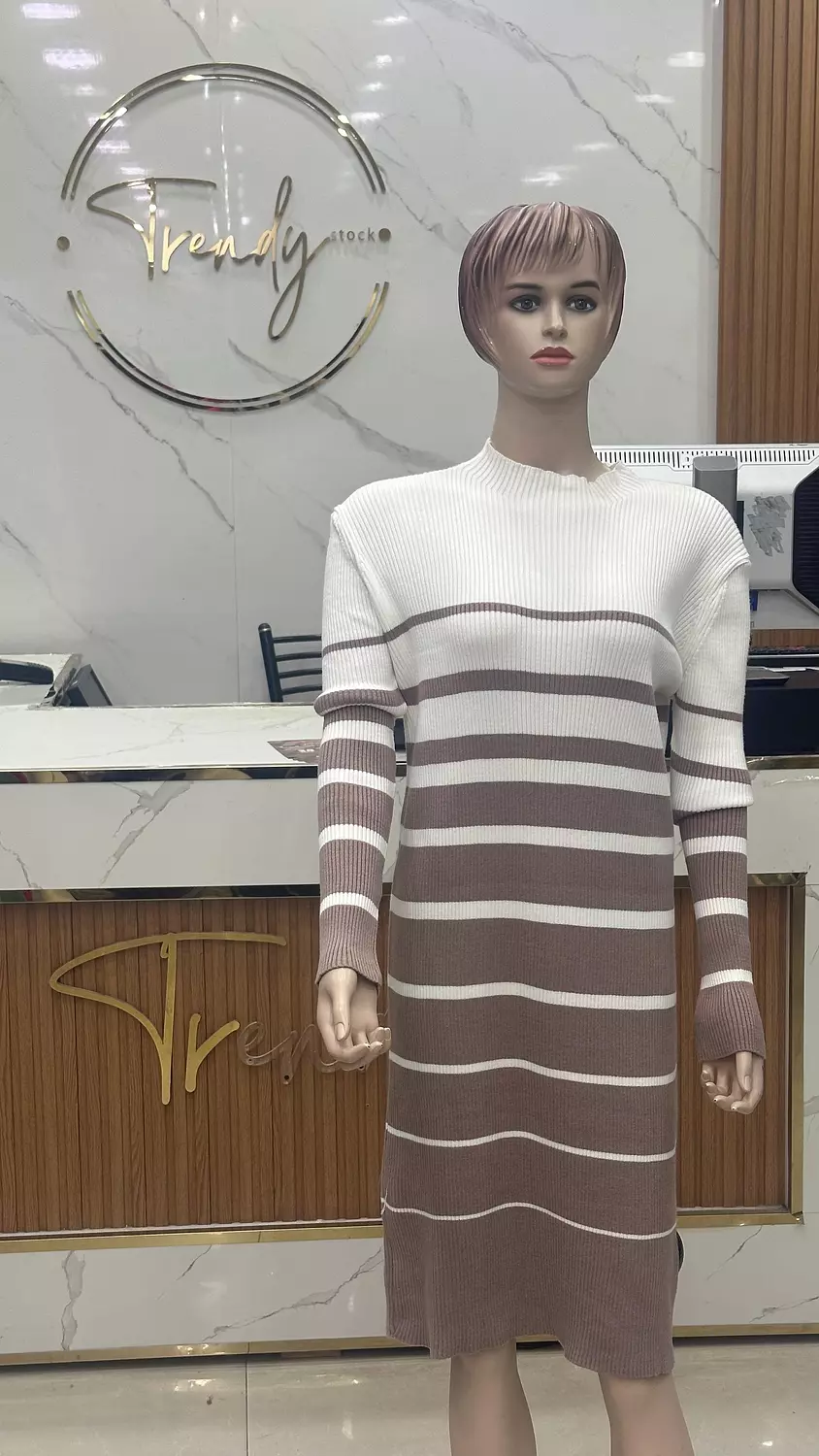 Grey Stripped Short Dress 3