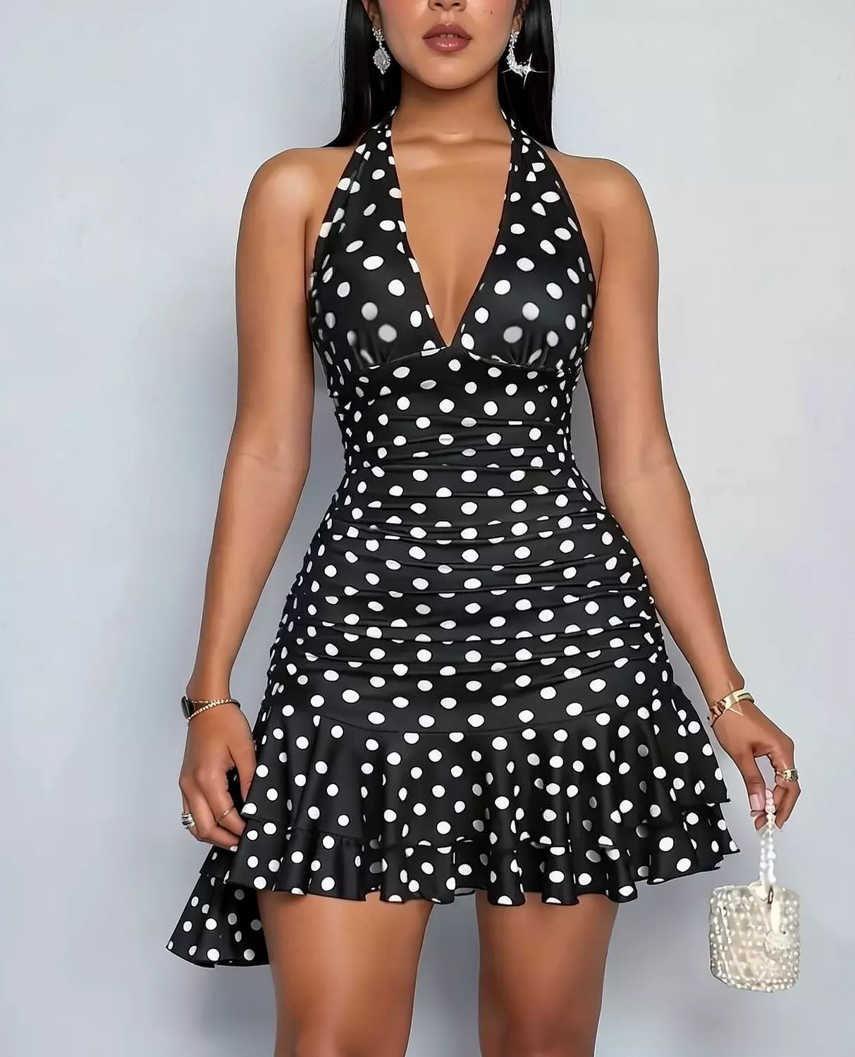 Polka Dot Halter Lingerie Dress image