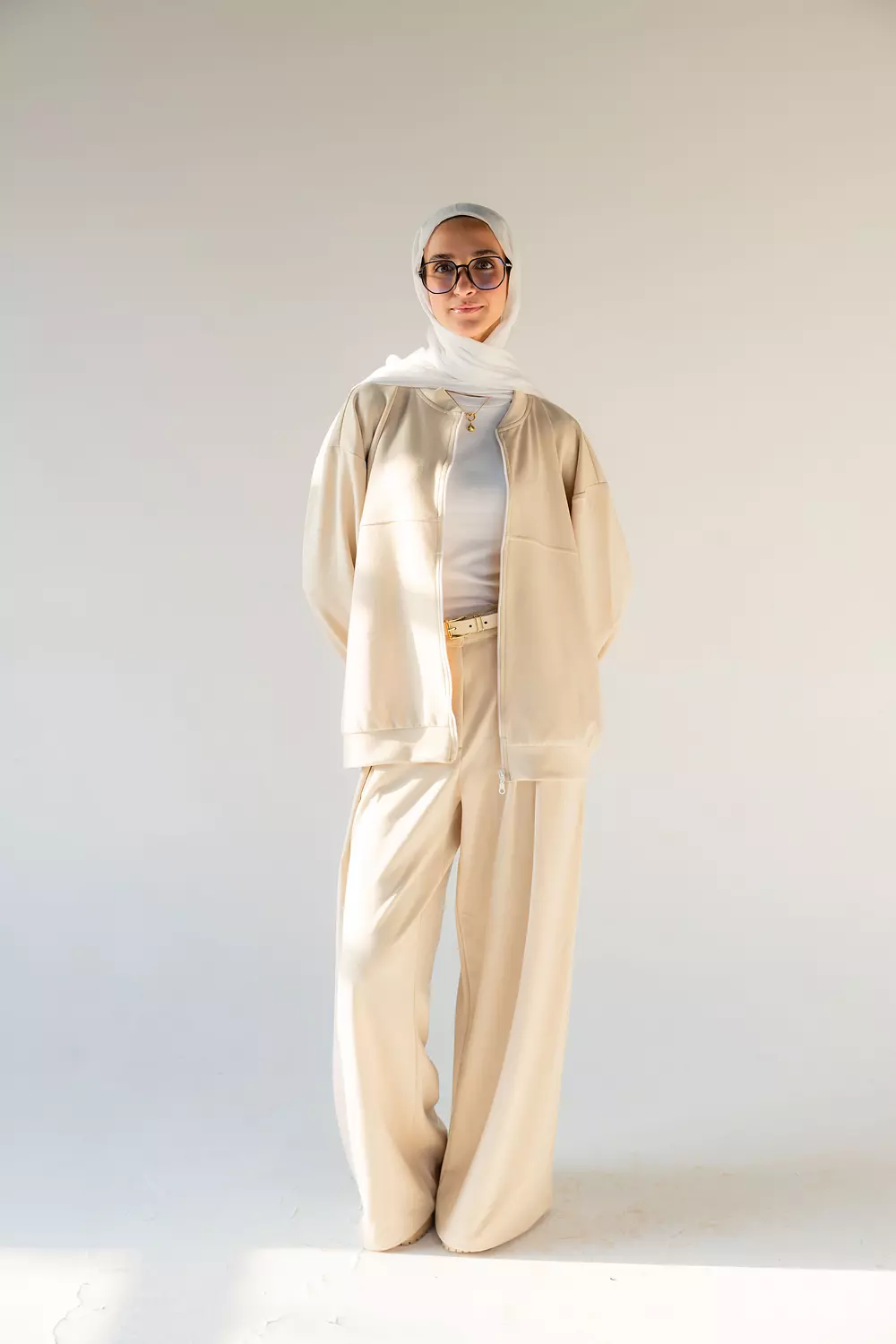 Zipper Shirt in Beige 3