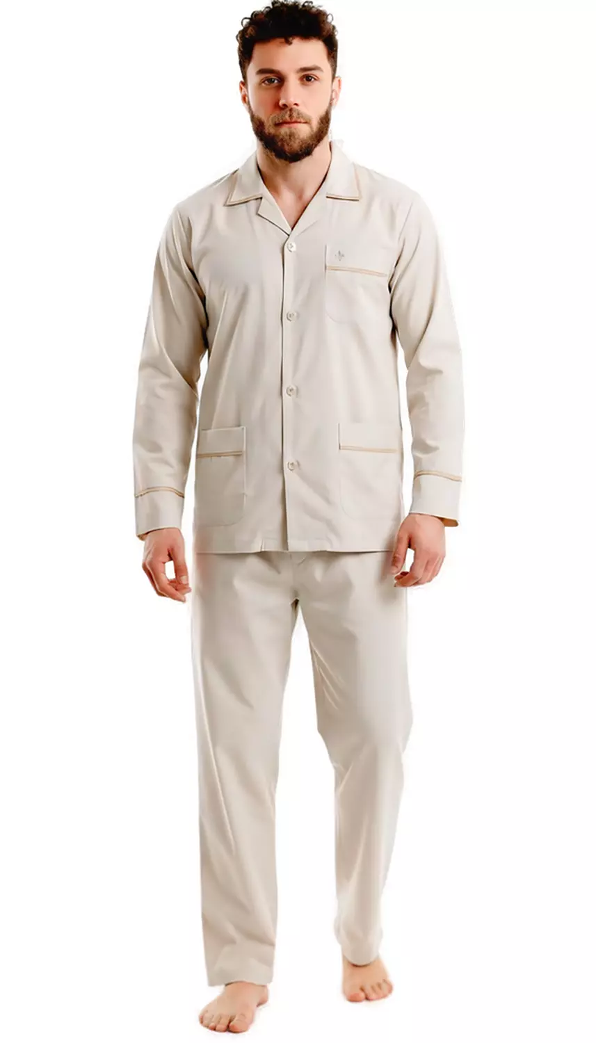Men's Classic Long Sleeve Pajamas Set - 2454 - Light olive image