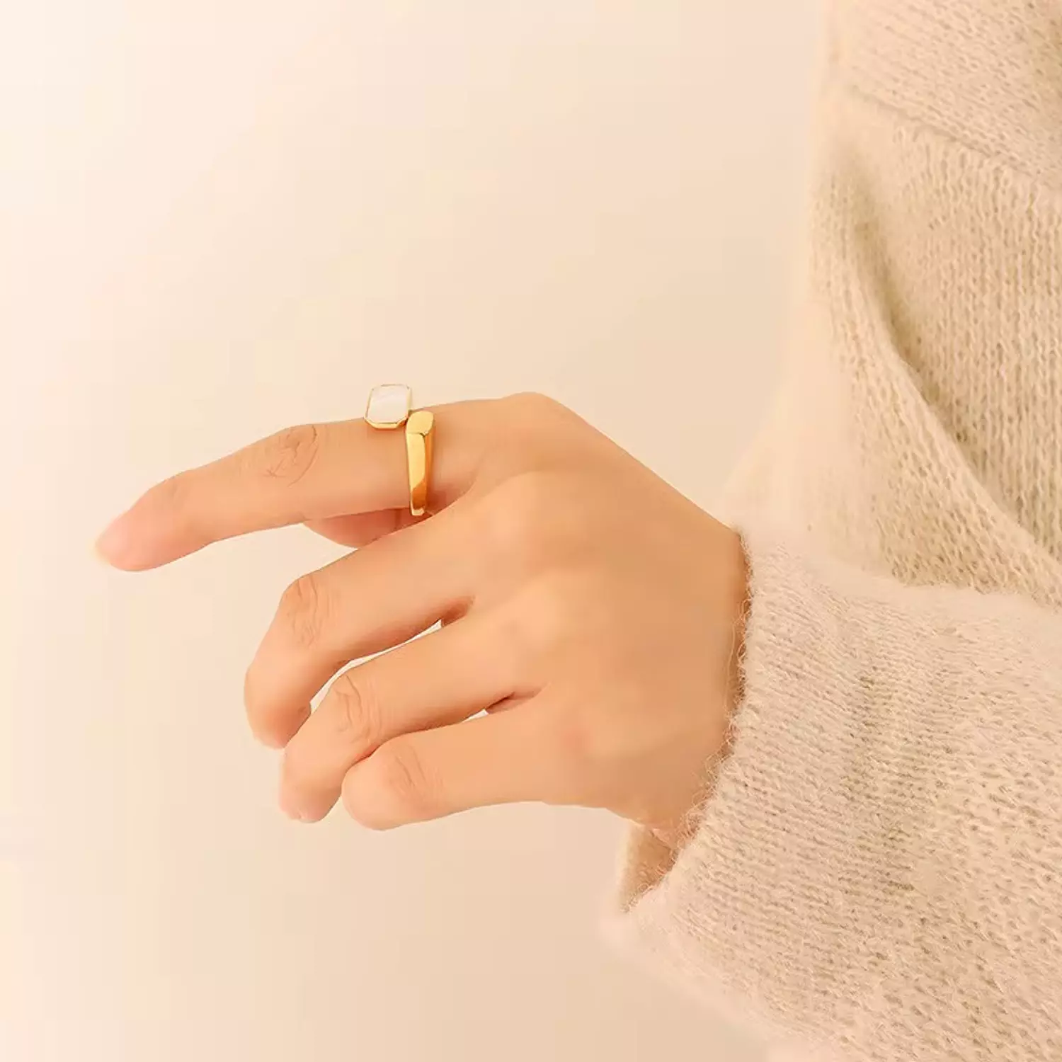 White Sea Shell Open Ring image