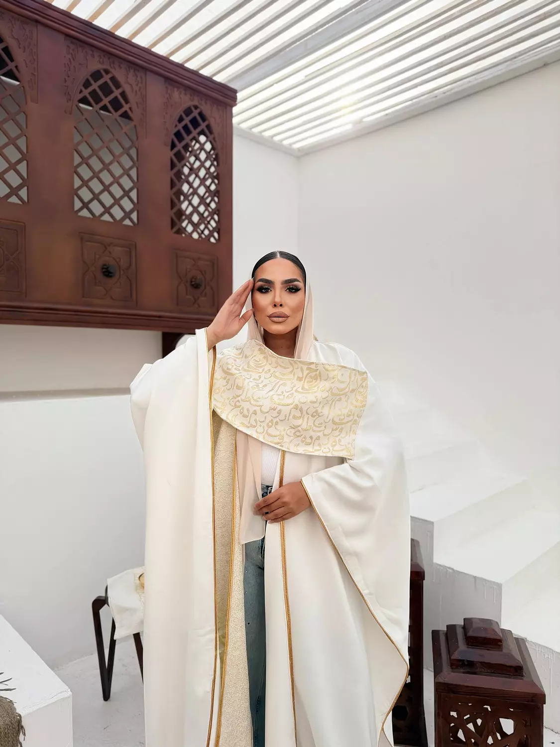 The Qasida Kaftan  In Cream  1
