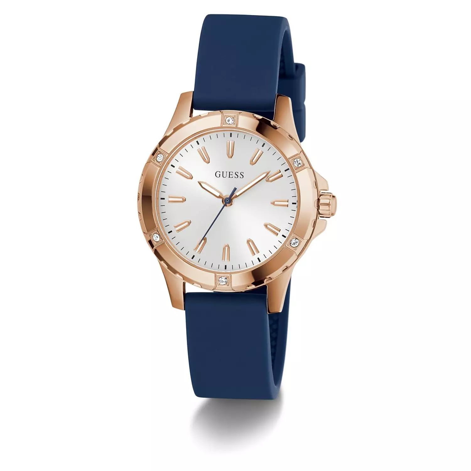 GUESS Ladies Blue Rose Gold Tone Analog Watch Blue Silicone Strap GW0949L3 3